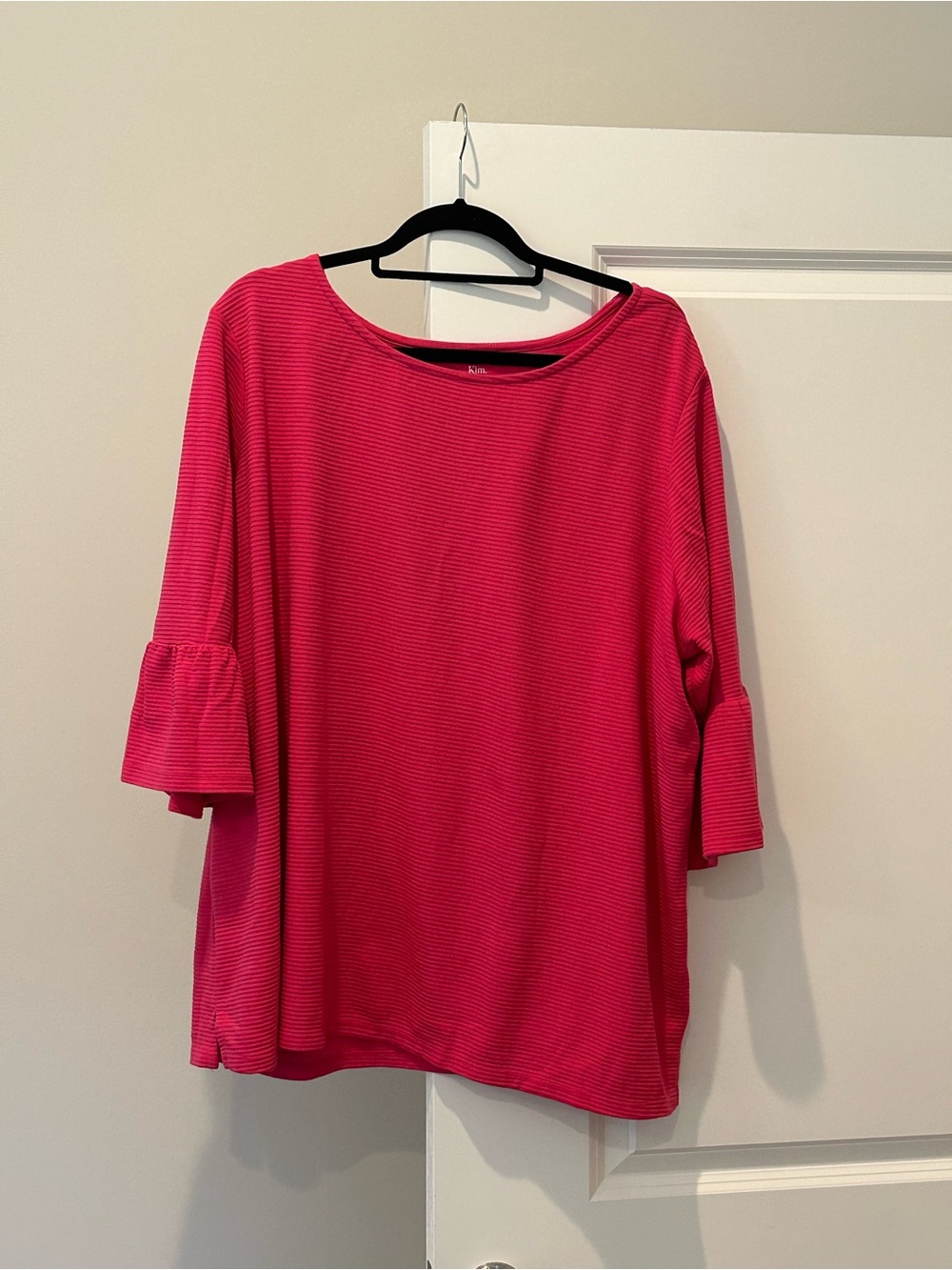Kim Rogers Bright Pink Ruffle Sleeve Tunic Size 3X